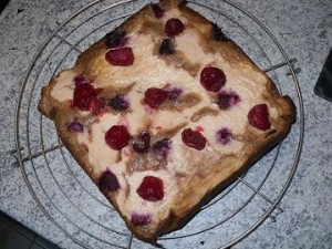 Préparation brownie aux framboises et crème de Marshmallow