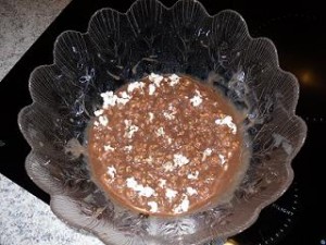 préparation terrine au chocolat praliné et pop corn